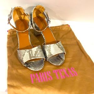 Paris Texas Lame Metallic Python Sandal. Size 38 European. 8 American.